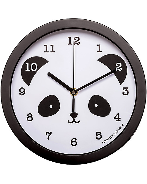 A Little Lovely Company Panda Clock, Black - With numbers! Wall Decorations