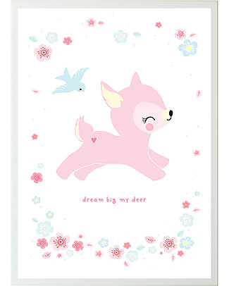 A Little Lovely Company Poster, Deer - Pink/White Posters