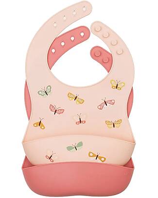 A Little Lovely Company Set of 2 Bibs - Silicone - Butterflies Waterproof Bibs
