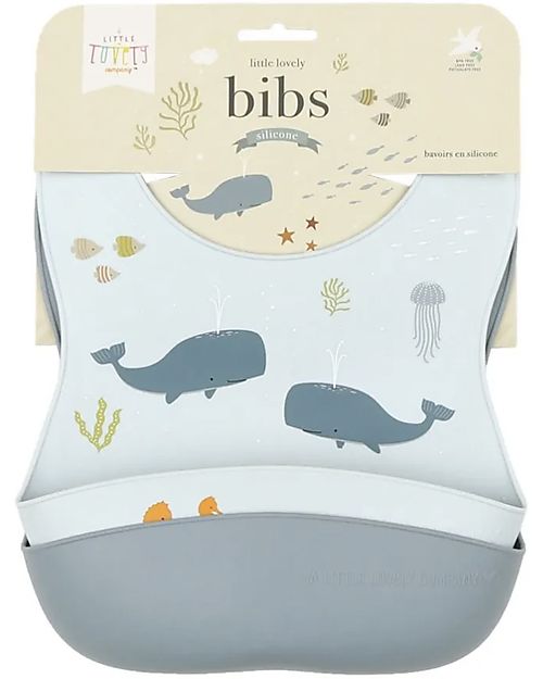 A Little Lovely Company Set of 2 Bibs - Silicone - Ocean Waterproof Bibs