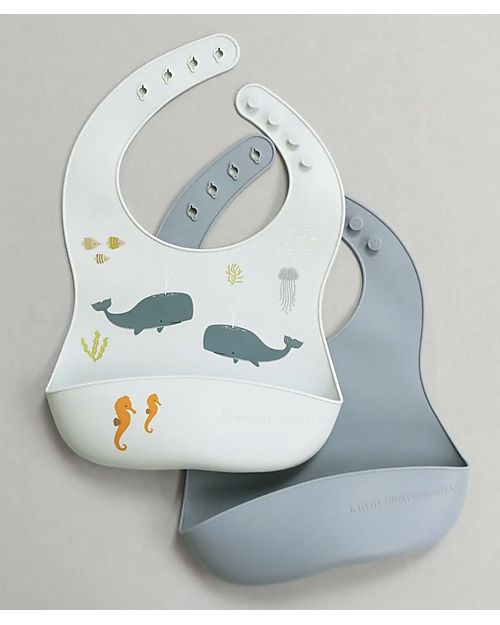 A Little Lovely Company Set of 2 Bibs - Silicone - Ocean Waterproof Bibs