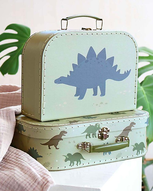 A Little Lovely Company Set of 2 Suitcases for toys - Dinosaurs Suitcases for Games