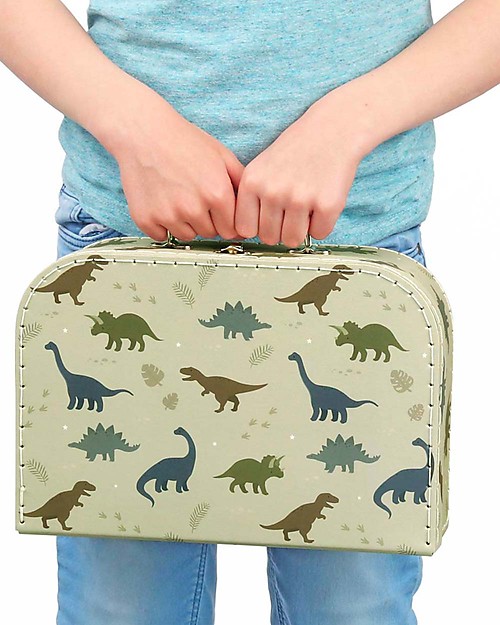 A Little Lovely Company Set of 2 Suitcases for toys - Dinosaurs Suitcases for Games