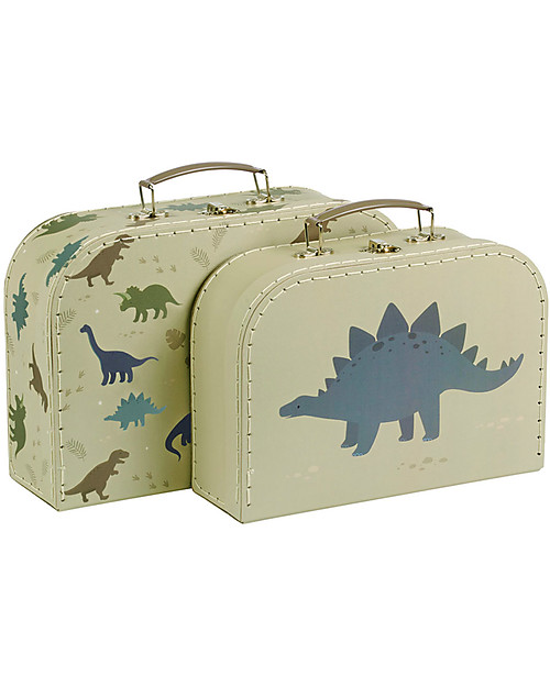 A Little Lovely Company Set of 2 Suitcases for toys - Dinosaurs Suitcases for Games