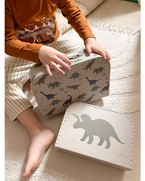 A Little Lovely Company Set of 2 Suitcases for toys - Dinosaurs Suitcases for Games