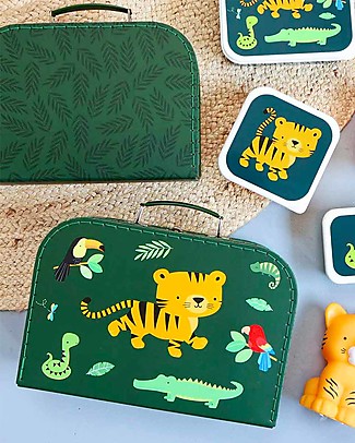 A Little Lovely Company Set of 2 Suitcases for toys - Jungle Tiger Storage organisers