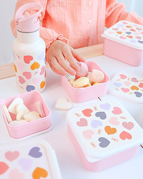 A Little Lovely Company Set of Lunch and Snack Boxes - Hearts Snack Boxes
