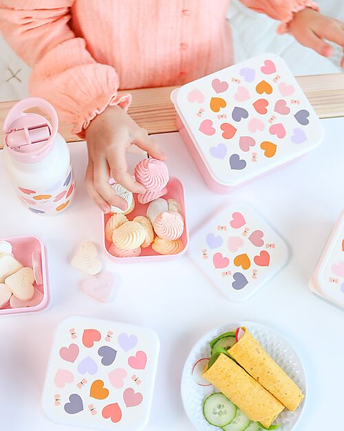 A Little Lovely Company Set of Lunch and Snack Boxes - Hearts Snack Boxes