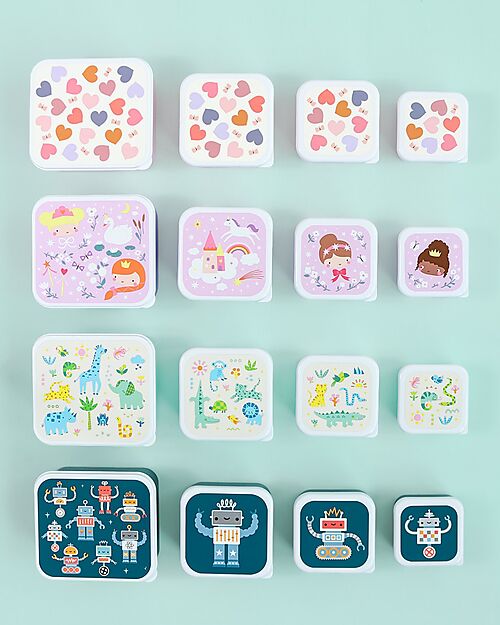 A Little Lovely Company Set of Lunch and Snack Boxes - Hearts Snack Boxes