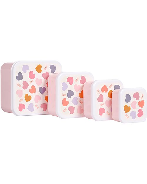 A Little Lovely Company Set of Lunch and Snack Boxes - Hearts Snack Boxes