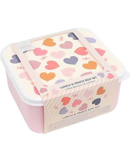 A Little Lovely Company Set of Lunch and Snack Boxes - Hearts Snack Boxes