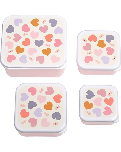A Little Lovely Company Set of Lunch and Snack Boxes - Hearts Snack Boxes