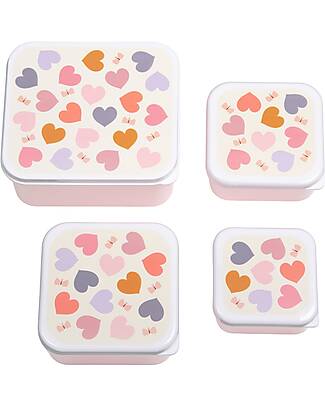 A Little Lovely Company Set of Lunch and Snack Boxes - Hearts Snack Boxes