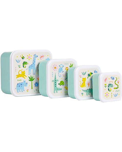 A Little Lovely Company Set of Lunch and Snack Boxes - Jungle Snack Boxes