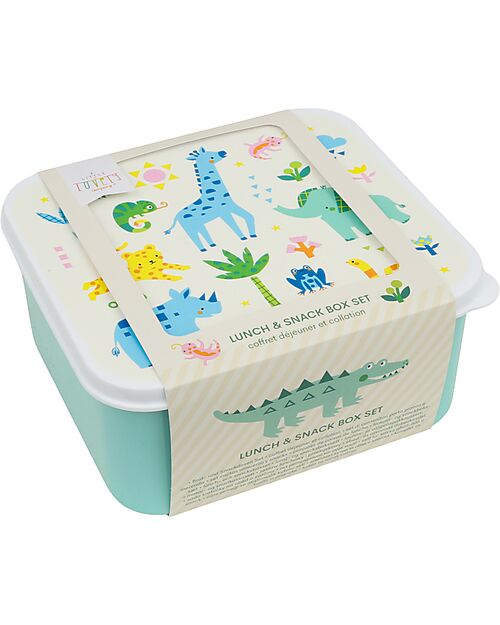 A Little Lovely Company Set of Lunch and Snack Boxes - Jungle Snack Boxes