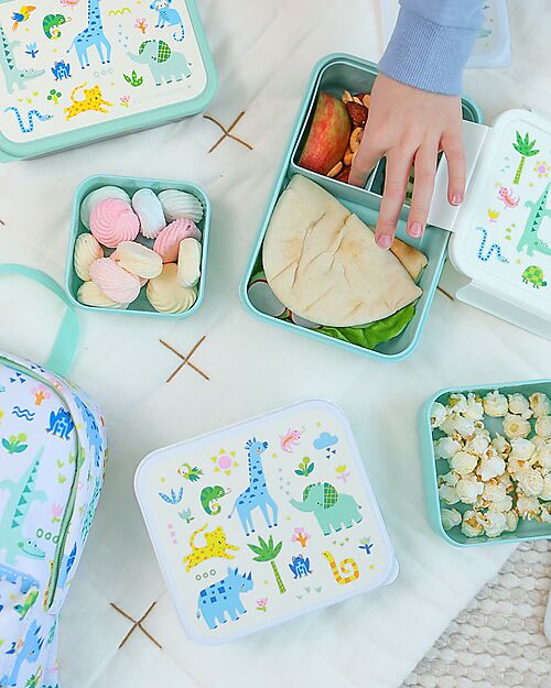 A Little Lovely Company Set of Lunch and Snack Boxes - Jungle Snack Boxes