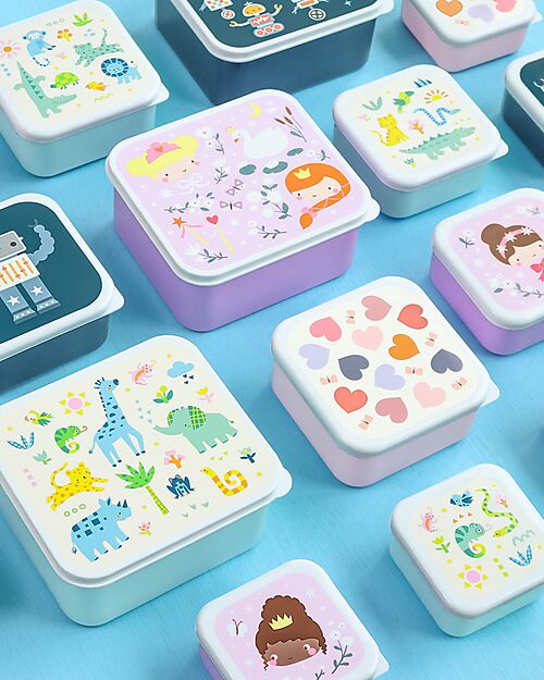 A Little Lovely Company Set of Lunch and Snack Boxes - Jungle Snack Boxes