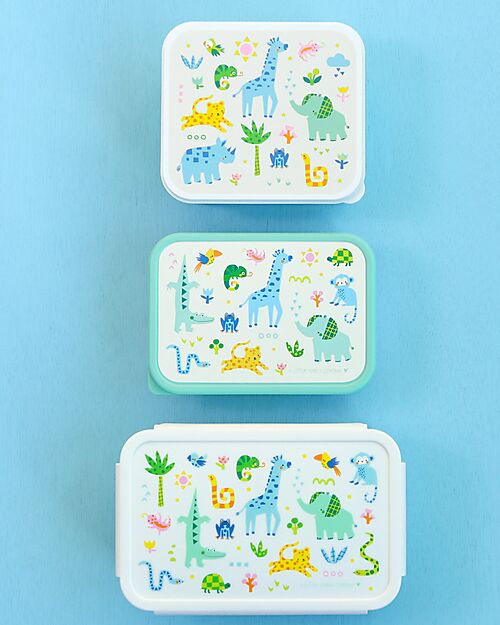 A Little Lovely Company Set of Lunch and Snack Boxes - Jungle Snack Boxes