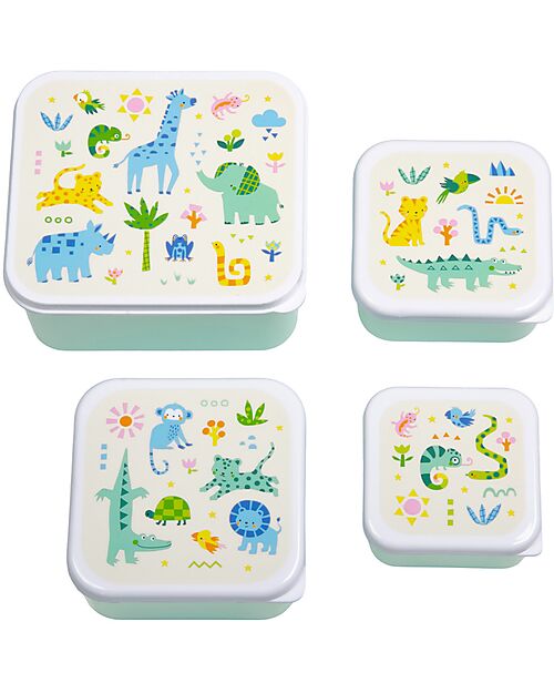 A Little Lovely Company Set of Lunch and Snack Boxes - Jungle Snack Boxes