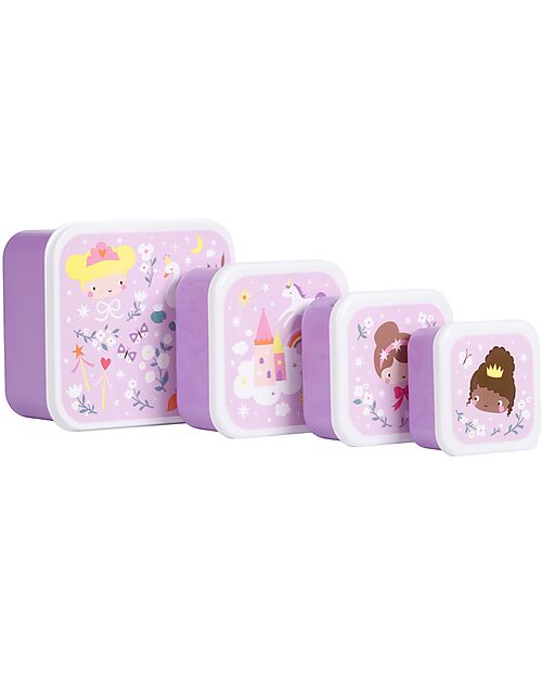 A Little Lovely Company Set of Lunch and Snack Boxes - Princesses Snack Boxes