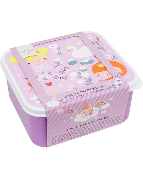 A Little Lovely Company Set of Lunch and Snack Boxes - Princesses Snack Boxes