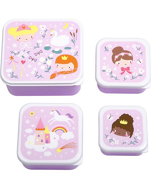 A Little Lovely Company Set of Lunch and Snack Boxes - Princesses Snack Boxes