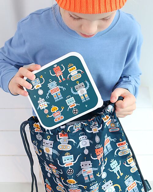 A Little Lovely Company Set of Lunch Boxes and Snack Boxes - Robot Snack Boxes