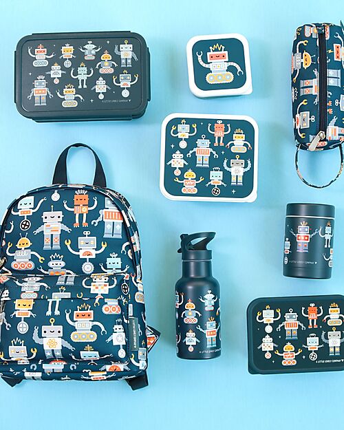 A Little Lovely Company Set of Lunch Boxes and Snack Boxes - Robot Snack Boxes