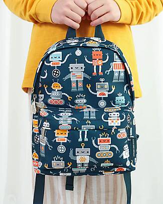 A Little Lovely Company Small Backpack - Robot - 23,5x30x10 cm Kindergarten Backpacks