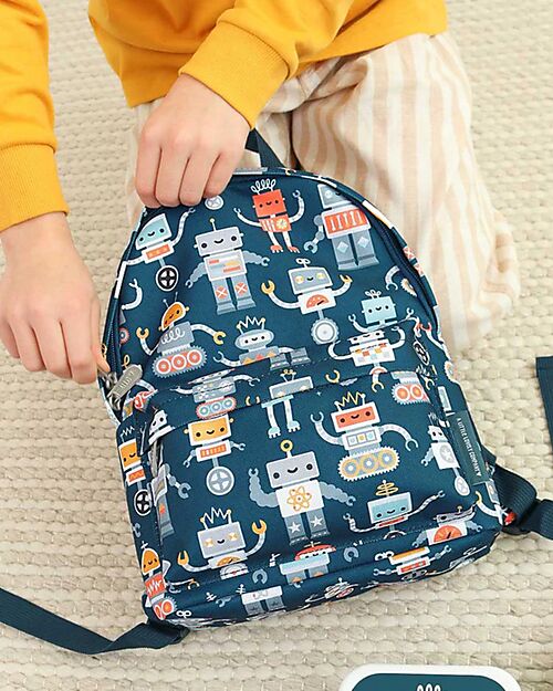 A Little Lovely Company Small Backpack - Robot - 23,5x30x10 cm Kindergarten Backpacks