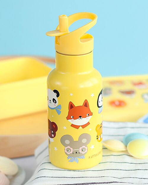 A Little Lovely Company Stainless Steel Drink Bottle - 350ml - Animal Friends Thermos Bottles