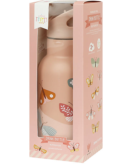 A Little Lovely Company Stainless Steel Drink Bottle - 350ml - Butterflies Thermos Bottles