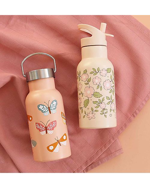 A Little Lovely Company Stainless Steel Drink Bottle - 350ml - Butterflies Thermos Bottles