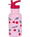 A Little Lovely Company Stainless Steel Drink Bottle - 350ml - Cherries Thermos Bottles