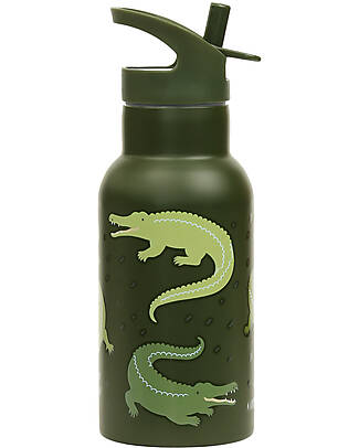 A Little Lovely Company Stainless Steel Drink Bottle - 350ml - Crocodiles Thermos Bottles