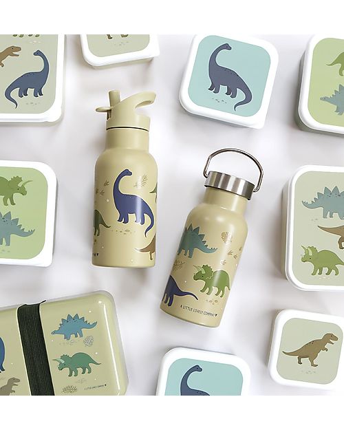 A Little Lovely Company Stainless Steel Drink Bottle - 350ml - Dinosaurs Thermos Bottles