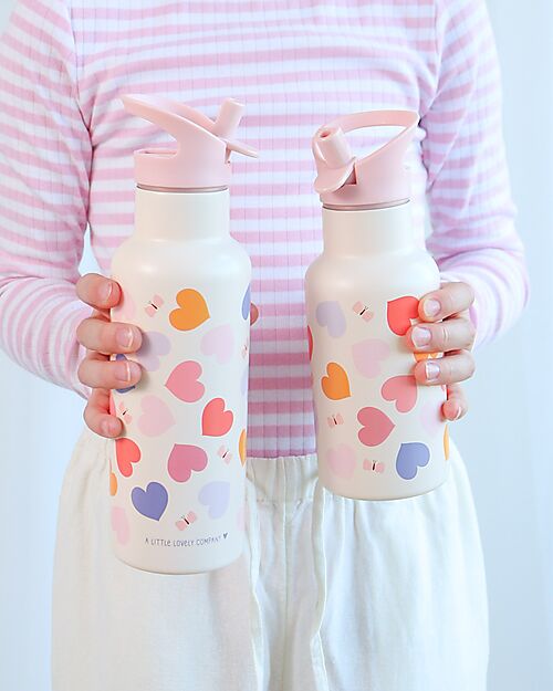A Little Lovely Company Stainless Steel Drink Bottle - 350ml - Hearts Thermos Bottles