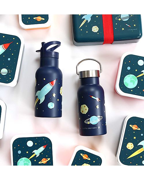 A Little Lovely Company Stainless Steel Drink Bottle - 350ml - Space Thermos Bottles