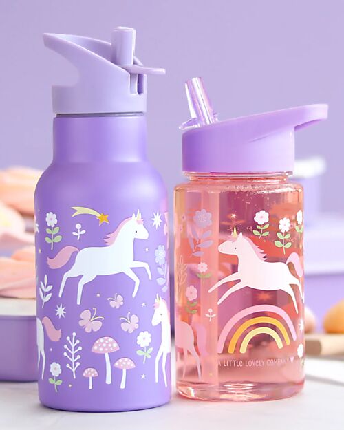 A Little Lovely Company Stainless Steel Drink Bottle - 350ml - Unicorn Dreams Non-Thermal Water Bottles