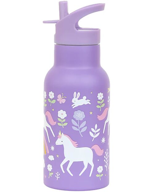 A Little Lovely Company Stainless Steel Drink Bottle - 350ml - Unicorn Dreams Non-Thermal Water Bottles