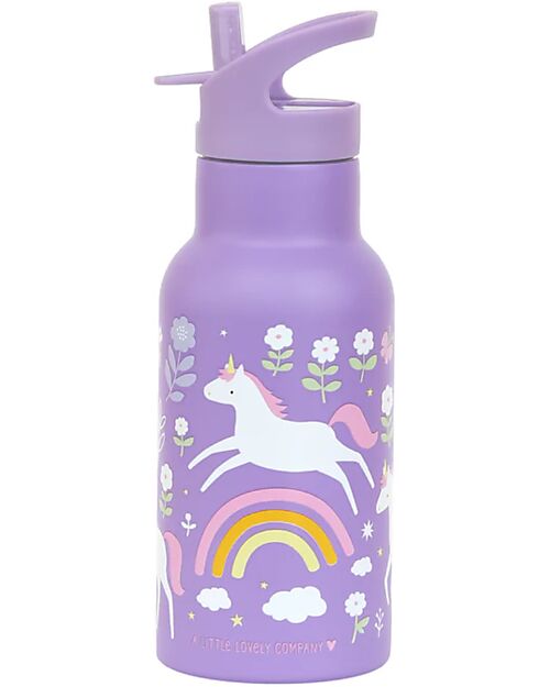 A Little Lovely Company Stainless Steel Drink Bottle - 350ml - Unicorn Dreams Thermos Bottles