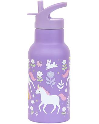 A Little Lovely Company Stainless Steel Drink Bottle - 350ml - Unicorn Dreams Thermos Bottles