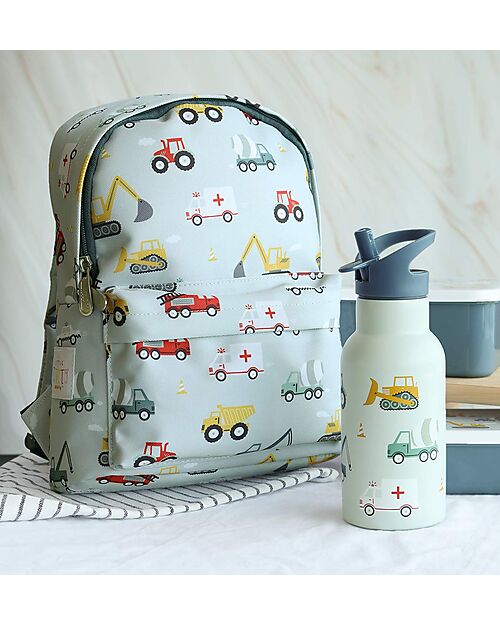 A Little Lovely Company Stainless Steel Drink Bottle - 350ml - Vehicles Thermos Bottles