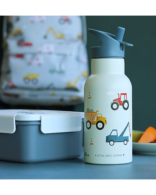 A Little Lovely Company Stainless Steel Drink Bottle - 350ml - Vehicles Thermos Bottles