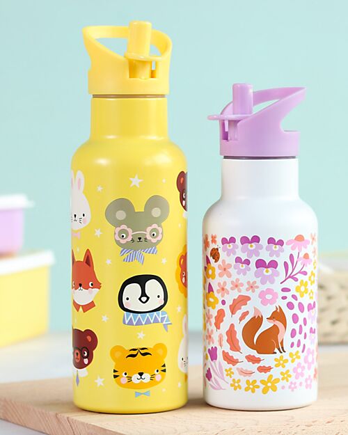 A Little Lovely Company Stainless Steel Drink Bottle - 500 ml - Animal Friends Thermos Bottles