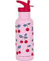 A Little Lovely Company Stainless Steel Drink Bottle - 500 ml - Cherries Thermos Bottles