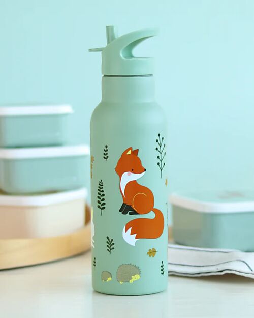 A Little Lovely Company Stainless Steel Drink Bottle - 500 ml - Forest Friends Thermos Bottles