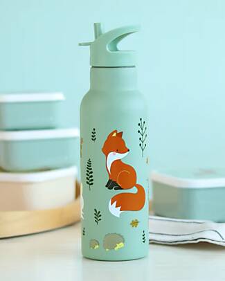 A Little Lovely Company Stainless Steel Drink Bottle - 500 ml - Forest Friends Thermos Bottles