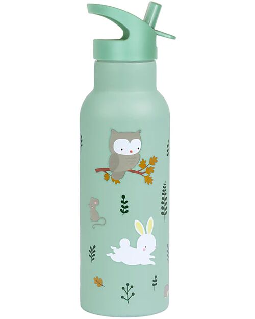 A Little Lovely Company Stainless Steel Drink Bottle - 500 ml - Forest Friends Thermos Bottles