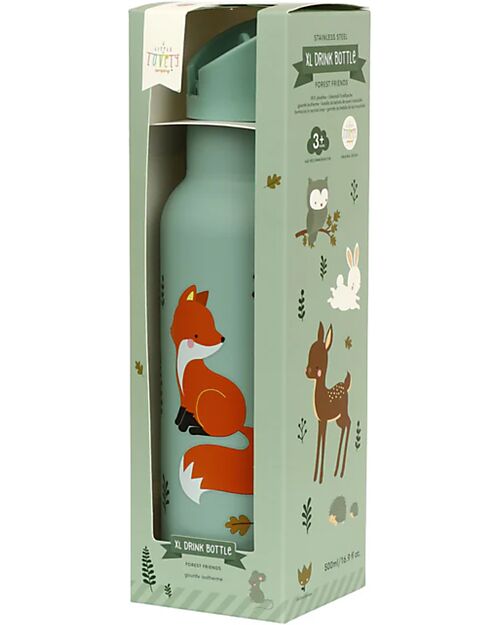 A Little Lovely Company Stainless Steel Drink Bottle - 500 ml - Forest Friends Thermos Bottles